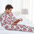 thumbnail image 6 of Salouo Rose Flowers Print Button-Front Long Sleeve Pajama Set for Men, Soft 2Pjs Men's Long Sleeve Sleepwear-Small, 6 of 7