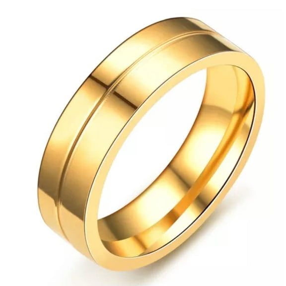 EOEMY 18K Gold Plated Couple Ring Men/Women Lovers Cz Titanium Steel Wedding Band 6-12