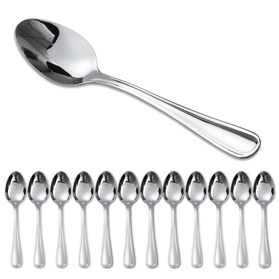 Koomade Dinner Spoons Stainless Steel 7.1in Soup Spoon, Table Spoons Set of 12, Dishwasher Safe
