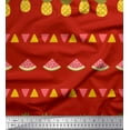 thumbnail image 1 of Soimoi Red Velvet Fabric Triangle,Pine & Watermelon Fruits Fabric Prints By Yard 58 Inch Wide, 1 of 1