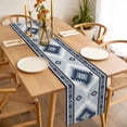 thumbnail image 3 of Blue Gray Boho Table Runner - 120 Inch Long, Kitchen Dining Table Runner Dresser Scarves, Southwestern Ethnic Abstract Geometric Farmhouse Decor for Coffee Tables Wedding Party Banquet, 3 of 8