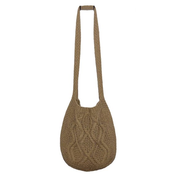 Boho Large Capacity Knitted Shoulder Bag for Women Versatile Twist Pattern Tote Bag Solid Color Crossbody Purse for Commuting, Shopping, Work, Travel