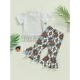 thumbnail image 3 of Western Baby Girl Clothes Cow Print Short Sleeve Tshirt Tass Top and Bell Bottom Pants Toddler Outfits, 3 of 8