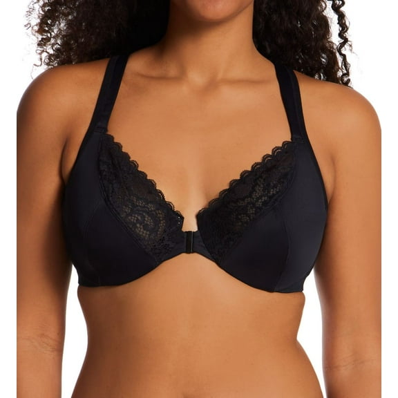 Women's Playtex US4423 Front Close No Poke Dreamwire Bra (Black 38DD)