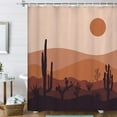 thumbnail image 3 of Mid Century Modern Shower Curtain Boho Mountain Cactus Abstract Shower Curtain Set, Desert Landscape Art Minimalist Sunset Sunrise Bohemian Aesthetic Fabric Shower Curtain for Bathroom 70X70IN, 3 of 3