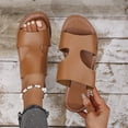 thumbnail image 4 of KIJBLAE Women's Wide Width One Band Open Toe Slide Sandals, Fashion Comfort Casual Outdoor Beach Slippers Spring Summer Brown 39, 4 of 9