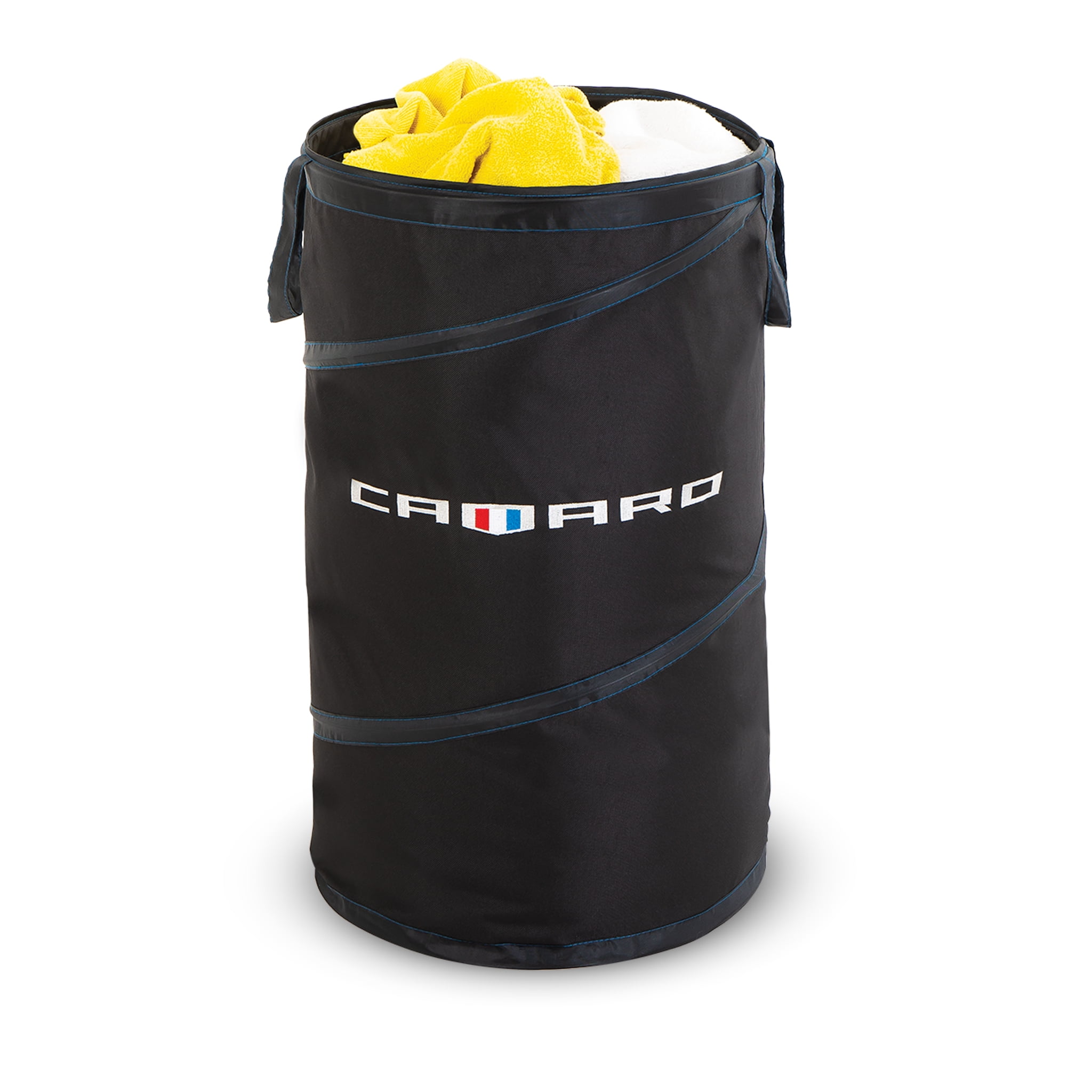 Pop-Up Spiral Laundry Hamper Bag Heavy Duty Polyester -  Holds 2 Loads - 15 x 25 Inch - Black - Camaro