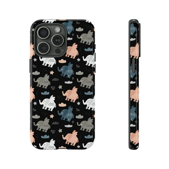Cute Elephants Tough iPhone 15 Case-Impact Resistant iPhone Case-iPhone
