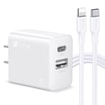 thumbnail image 1 of Combo Cargador Dual USB y Tipo C 20W Cable Carga y Datos Tipo C Lightning IP 1m, 1 of 2