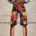thumbnail image 2 of yunLCZ Wide Leg Pants Woman Flare Denim Shorts For Women Wide Leg Denim Shorts Woman Vintage Floral Print High Waisted Straight Stretch Pants With Pockets Office Slacks, 2 of 4