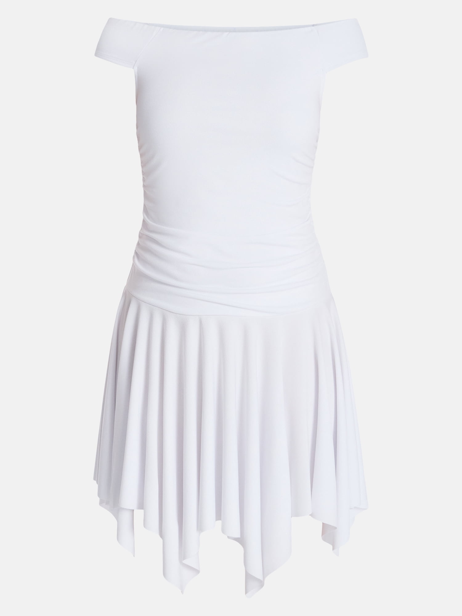 Madden NYC Women’s Off-the-Shoulder Mini Dress with Sharkbite Hem, Sizes XXS-XXL