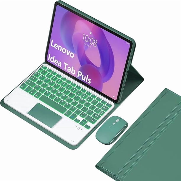 Funda con Teclado Retroiluminado de 7 Colores con Mouse, Verde - Lenovo Idea Tab Plus 12.1'' / Tab K12 2025