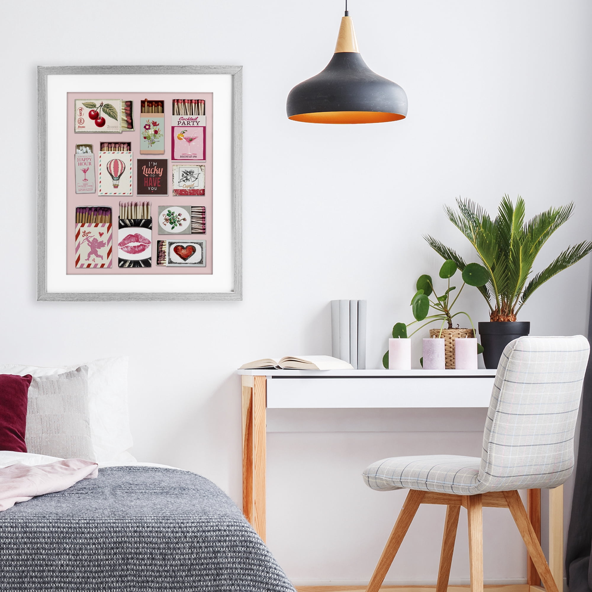 Stupell Industries Vintage Romantic Matchbox Collection Gray Framed Print Under Glass, design by CAD Designs