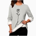 thumbnail image 2 of Heisall Chemises de Base pour Femmes Automne Hiver Imprimé Floral Col Rond Manches Longues Épaissies Polaire Teddy Shearling Chaud Ajusté Hauts Thermiques pour Usage Quotidien par Temps Froid, 2 of 3
