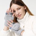 thumbnail image 3 of Guantes de invierno sin dedos, mitones convertibles, forro polar térmico, forro aislante, resistente al viento, cálido para hombres y mujeres, color negro, 3 of 6
