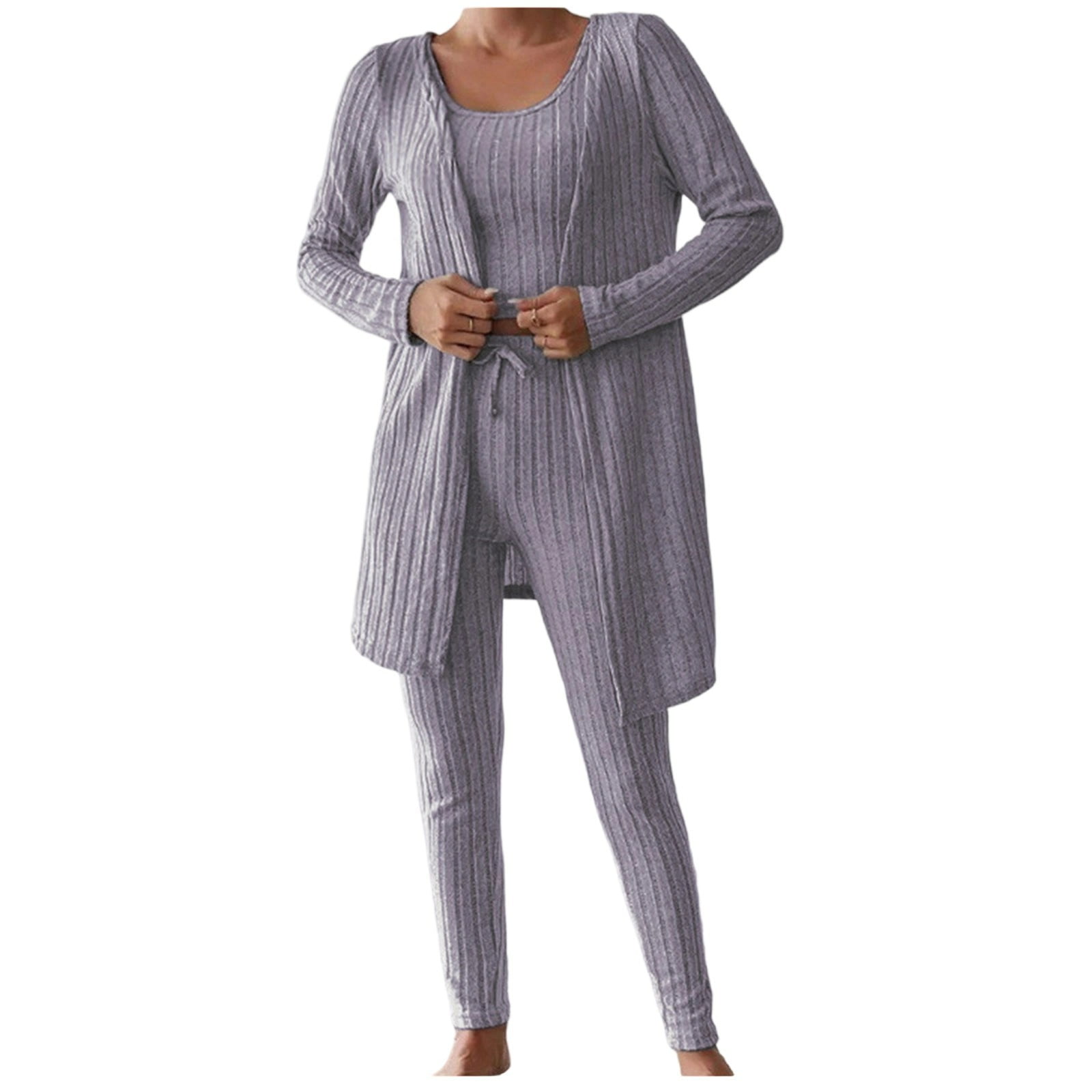 QUCH Women's Plus Size Pajama Set - Short Sleeve Top & Capri Pants, Soft Cotton Blend, Gray, X-Large