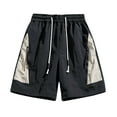 thumbnail image 1 of BADHUB Summer Savings Clearance! Drawstring Cargo Shorts for Men Color Block Elastic Waist Work Shorts Lightweight Zipper Multi Pocket Shorts Gray XXXXL, 1 of 4