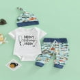 thumbnail image 3 of 3PCS Infant Baby Boy Girl Daddy‘s Fishing Buddy Short Sleeve Romper Fish Print Pants Hat Clothes Outfit Set, 3 of 7