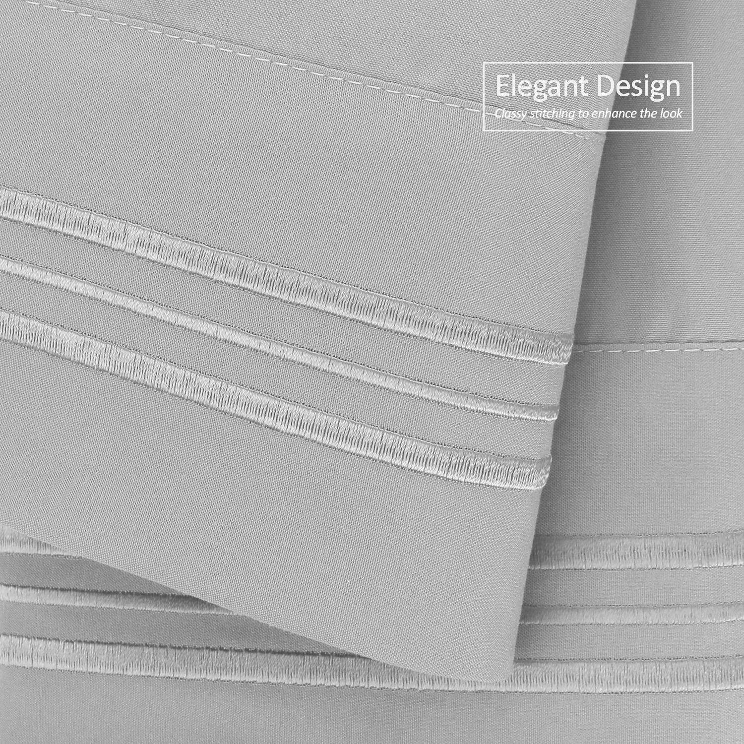 Clara Clark Pillow Cases Premier 1800 Microfiber Collection Pillow Case Set Of 2 Pieces, Standard Size, Silver