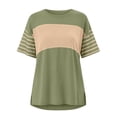 thumbnail image 5 of ClodeEU Women's Color Block Crew Neck Short Sleeve T-Shirt,Casual Loose Fit Tee Army Green,Women's Plus L, 5 of 5