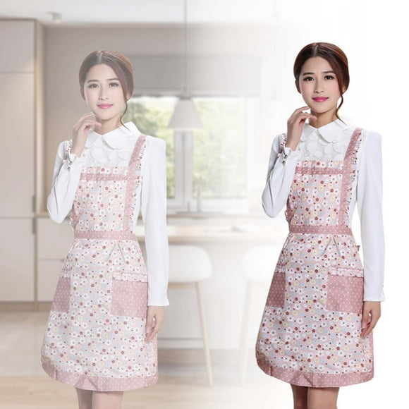 Thickened Double Layer Korean Version Canvas Strap Apron for Minimalist Home Kitchen Adult Cooking with Protective Sleeves