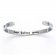 thumbnail image 2 of Pulsera abierta de acero inoxidable con letras inspiradoras, pulsera abierta tipo C de acero de titanio, sigue jodidamente, 1 pieza, plata ER, 2 of 3