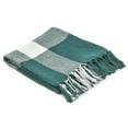 thumbnail image 2 of Ox Bay Teal/White Tartan Plaid Cotton Throw Blanket, 50" x 60", 2 of 10