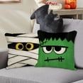thumbnail image 3 of Halloween Jack O Lantern Decorative Throw Pillow Covers 18 x 18 Set of 4, Spooky Face Mummy Black Cat Fran.kens-tein Cushion Case Decor, Holiday Home Decoration for Sofa Couch, 3 of 5