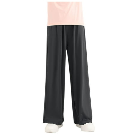 

SLEGIVE Baby Girls Loose Palazzo Pants High Waist Solid Wide Leg Trousers with Pockets Long Straight Pants Summer Beach Pants Black 13 Years