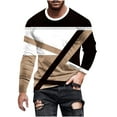 thumbnail image 2 of Yaoyar Men's Long Sleeve T-Shirt Graphic Relaxed Fit Crew Neck Tops Fall Pullover 3D Print Tee Shirts Blouse,Khaki,S, 2 of 4