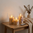 thumbnail image 2 of Goyuon Lavender Flameless Candles, Battery Operated LED Pillar Candles with 2/4/6/8H Timer, Flickering Candle for Wedding, Holiday, Spring Decor, Set of 3 (D3”x H4” 5” 6”), 2 of 6