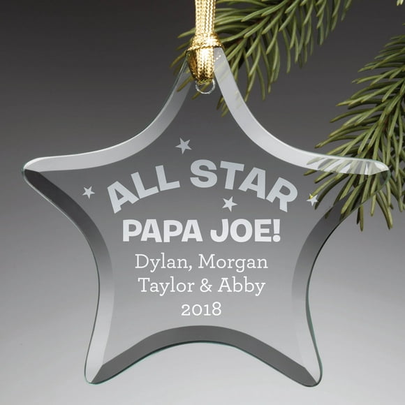 Personalized All Star Glass Star Christmas Ornament