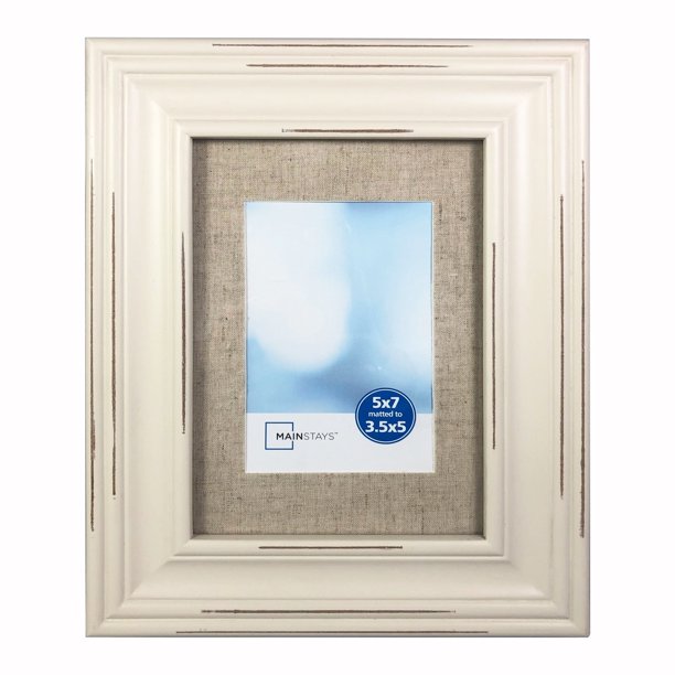 Mainstays 5” x 7” White White Distressed Picture Frame
