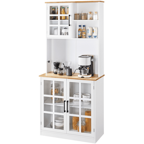 SmileMart 72"H Kitchen Pantry Storage with 3 Cabinets 2 Open Shelves for Dining Room, White