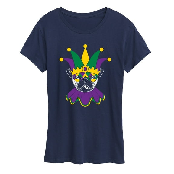 Instant Message - Mardi Gras Pug - Women's Short Sleeve Graphic T-Shirt