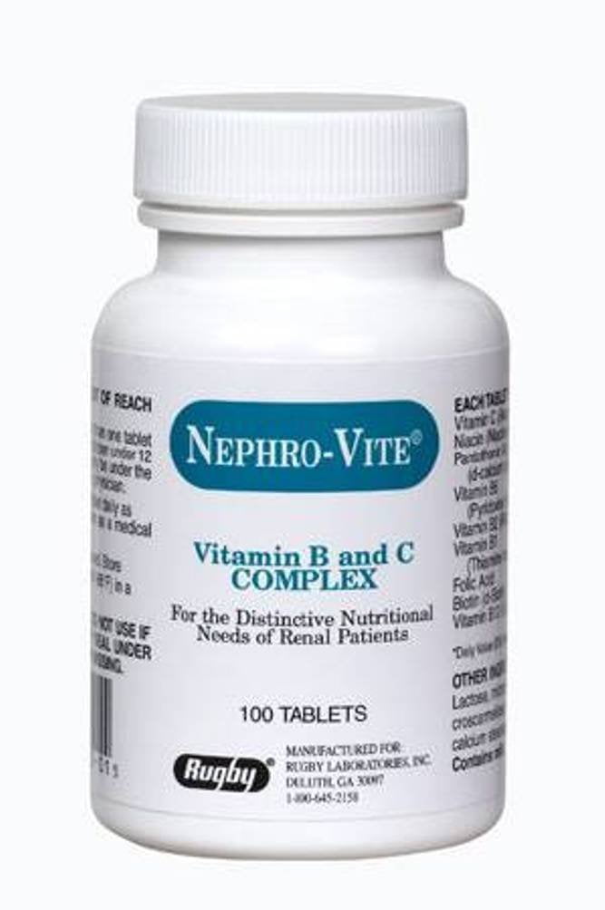 NephroVite Supplement B & C Complex 0.8 mg Bottle of 100 Tablets