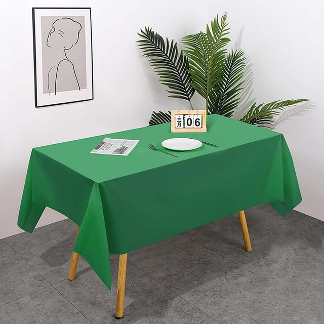 Green Table Cloths, Rectangle Table Cloth, Disposable Plastic Tablecloths, Stain Resistant Dining Table Cover, 1Pcs Heavy Duty Washable Table Cloth, Smooth Tablecloth 73.6x53.9 In