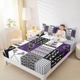 thumbnail image 4 of Homewish Ball Sport Lovers Twin Sheet Sets,Lacrosse Game Twin Fitted Sheet,Purple White Gray Flat Sheet For Boys Kids,Ultra Soft Home Decor,3pcs, 4 of 7