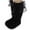 Black, variant on Baby Girls Knee High Socks Lace Bow Tube Ruffled Knit Cotton Long Stockings for Infants Toddlers Girls, 0-3Y