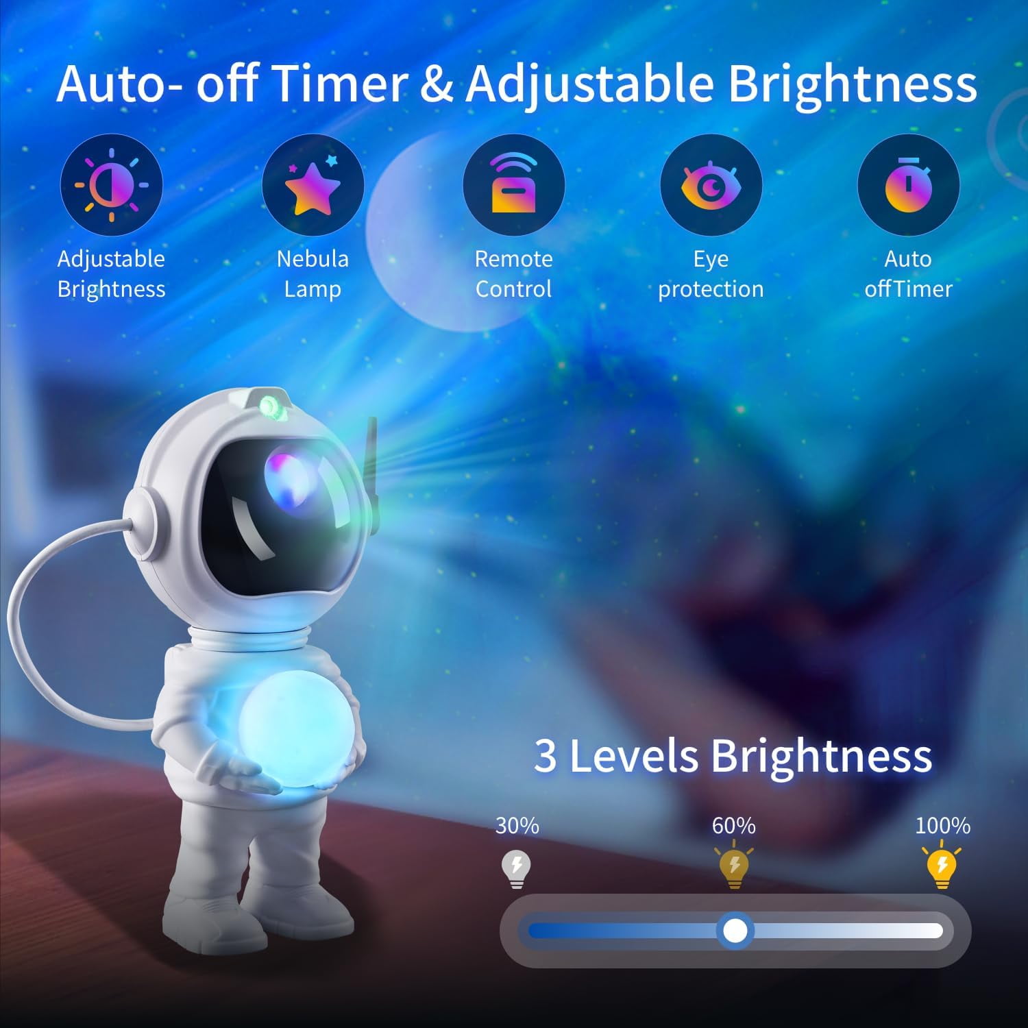 Astronaut Star Projector Galaxy Night Light, Space Projector, 2024 Upgrade Starry Nebula Ceiling Projection Lamp Remote Control for Party Wedding Garden Indoor Décor Gifts for Kids Adults Standing