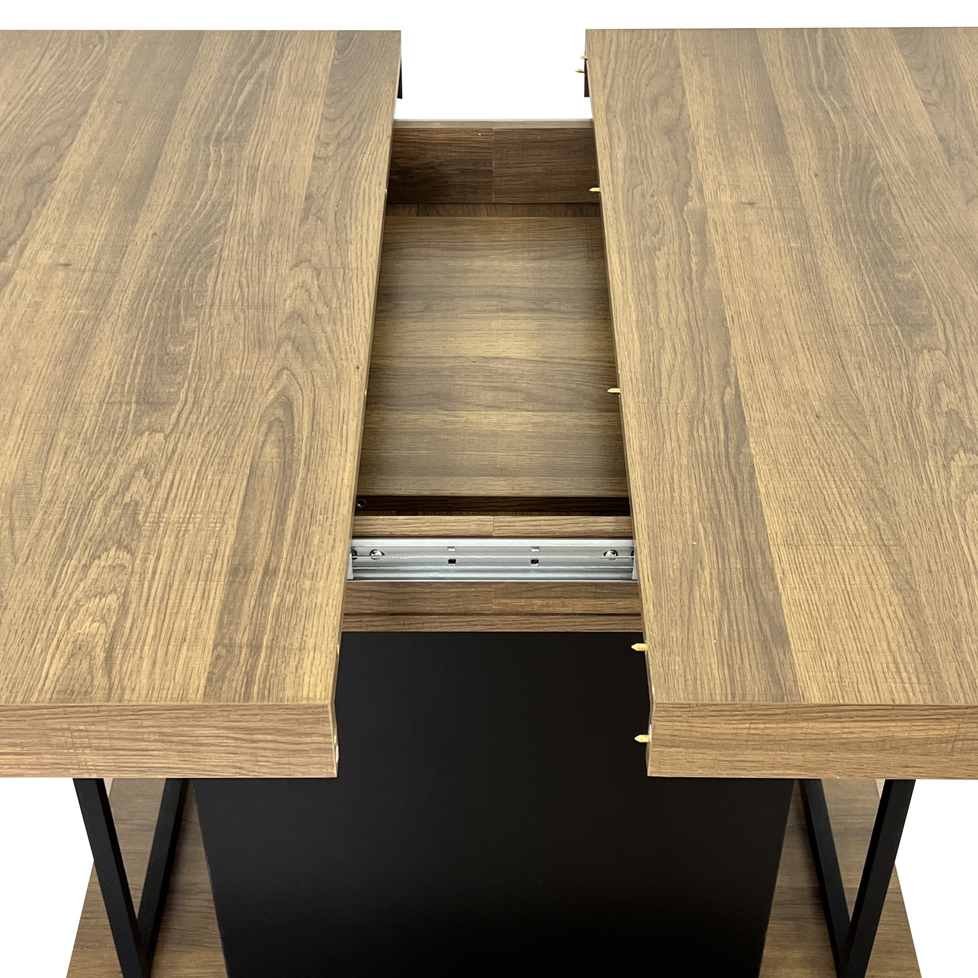 Aukfa Rectangular Dining Room Table for 6-10, Extendable Kitchen Tables for Living Dining Room, Black Brown