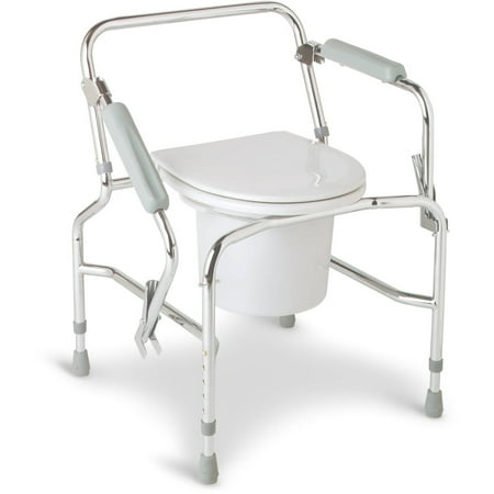 Medline Steel Drop-Arm Commode, Chrome Plated