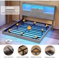 thumbnail image 5 of Full Size Floating Bed Frame with Charging Station&LED Lights, LED Full Metal Platform Bed with Storage Headboard, No Box Spring Need, Gray, 5 of 7