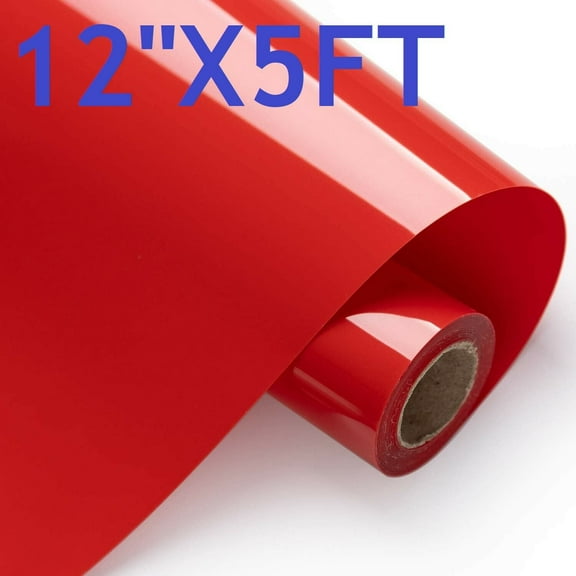 12" x 5FT Red HTV Iron On Heat Transfer Vinyl Roll for T Shirt Cricut Silhouette