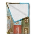 thumbnail image 2 of Modern Soft Flannel Fleece Blanket, Rusty Apartment Placards Nostalgic Once upon a Time Themed House Door Number Plates, Cozy Plush for Indoor and Outdoor Use, 60" x 80", Multicolor, by Ambesonne, 2 of 5