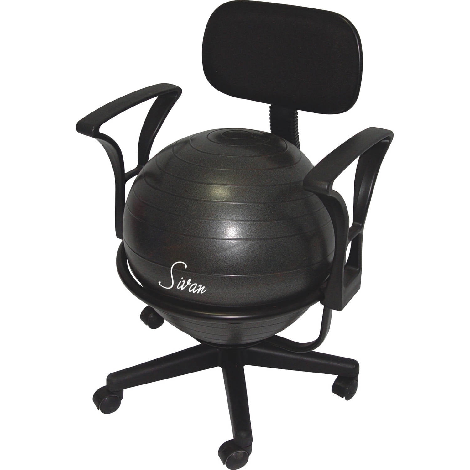 Black Large Sivan Health and Fitness Balance Ball Adjustable Fit Chair with Pump