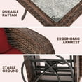 thumbnail image 3 of LOGYAT Outdoor Swivel Wicker Pulley Patio Chair with Washable Cushions, Two Chairs and a Tempered Glass Top Table, Ideal for Porches, Balconies, Decks, Brown Rattan， Red Cushion, 3 of 8
