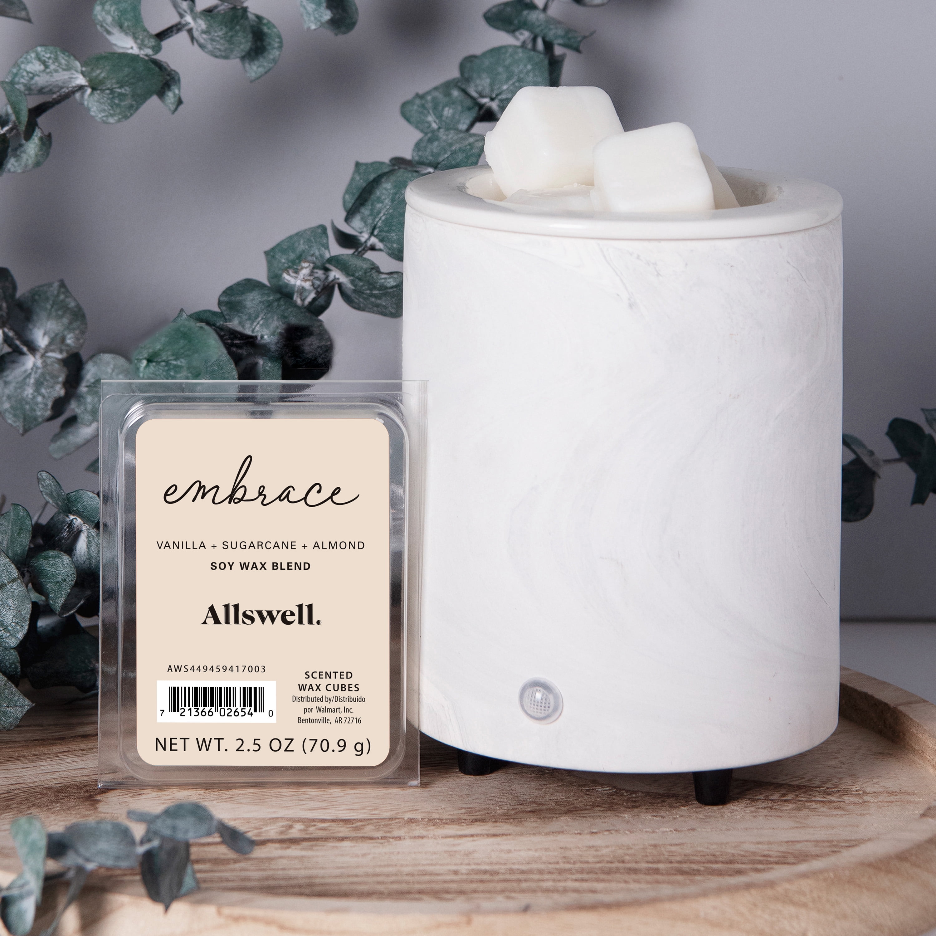(3 pack) Allswell 6 Cube Wax Melts, Embrace (Vanilla + Sugarcane + Almond), 2.5 oz