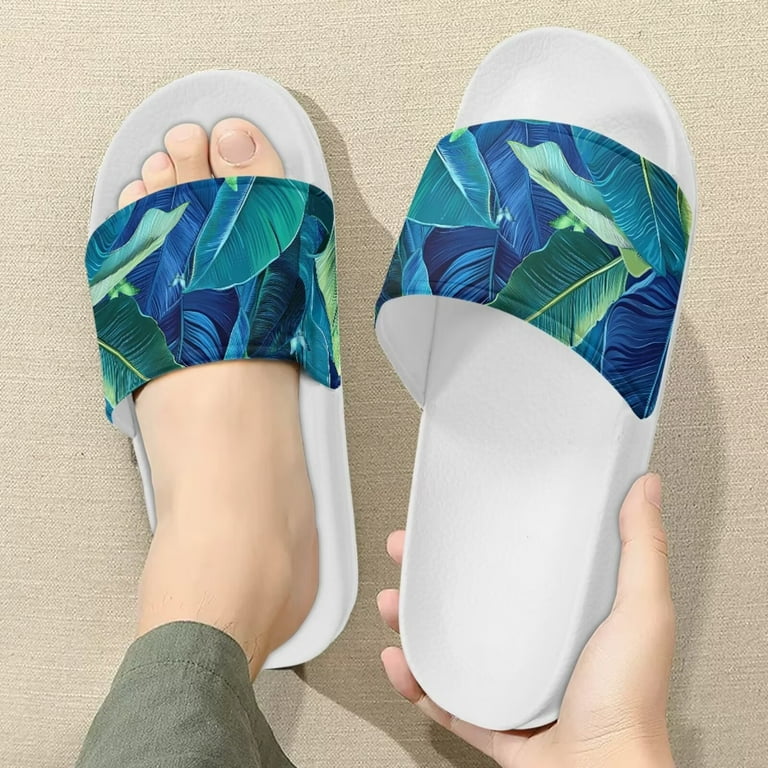 Psesaysky Palm Leaf Printed Slide Sandals for Men Boys Convenient