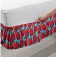 thumbnail image 2 of Floral Bed Skirt, Spring Love Themed Blooming Poppies, Elastic Bedskirt Dust Ruffle Wrap Around for Bedding Decor, 4 Sizes, Dark Coral Sky Blue, by Ambesonne, 2 of 2